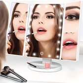 Cosmetica-spiegel, met leds, 2 x, 3 x vergrotende make-upspiegel met aanraakschakelaar, led-make-upspiegel, 180 graden draaibaar, helderheid, spiegel met natuurlijk ledlicht, cosmetische