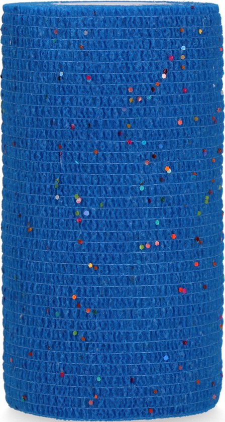 Excellent Bandage Animal - Verband voor dieren - Zelfklevend - Elastisch - 10 cm x 2.3-4.5 m - Glitter - Blauw