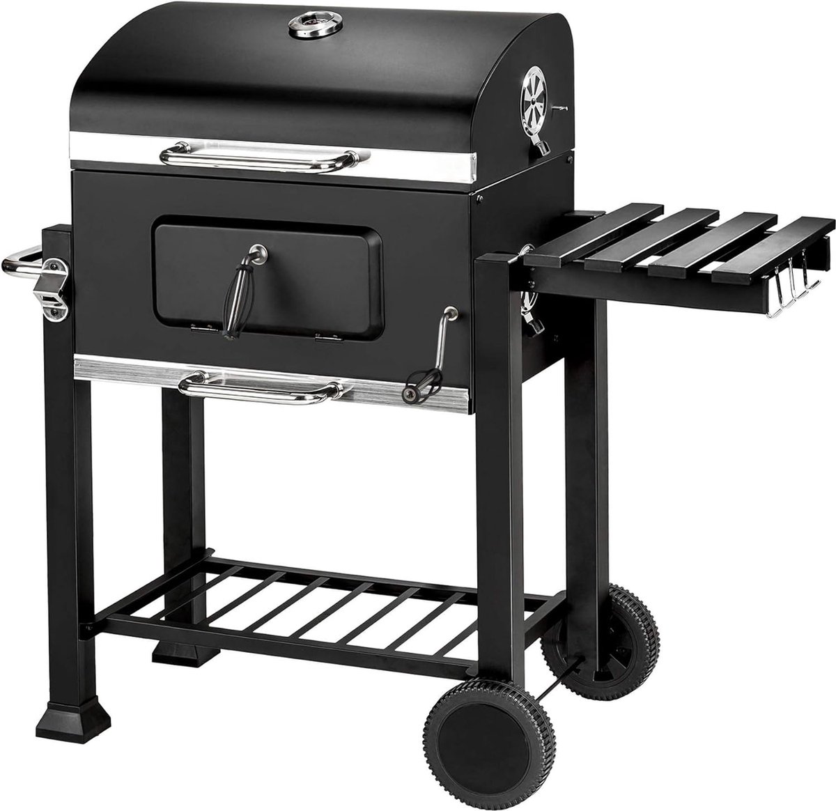 SofiBarbecue - Smoker Barbecue Houtskool Draagbare BBQ Grill Tuin - grilloppervlak (LxB) 60 x 42 cm - met Thermometer in de Deksel - RVS - Houtskoolbarbecue