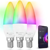 Lideka - LED Lamp E14 3x - RGBW - LED Lampen met App - Smart LED Verlichting - Dimbaar - Google en Alexa - 6W - 600 Lumen - 2700K - 6500K