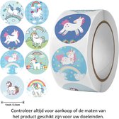 Rol met 500 Eenhoorn stickers - 2.5 cm diameter - Unicorn on a cloud - Eenhoorn op een wolk Regenboog - Rainbow - Decoratie - Versiering - Verjaardag