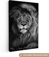 Canvas - Dieren - Leeuw - Ogen - Oranje - Wanddecoratie - 60x90 cm - Foto op canvas - Schilderijen op canvas