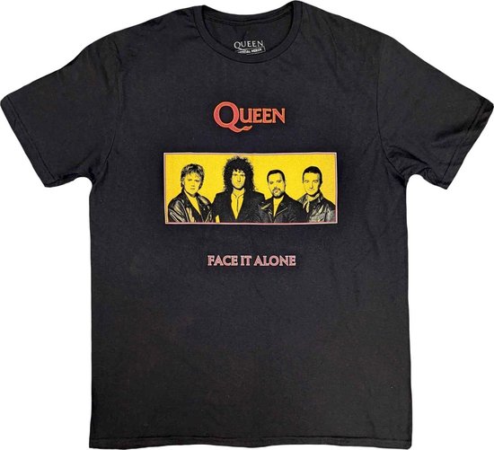 Queen - Face It Alone Panel Heren Tshirt - Zwart