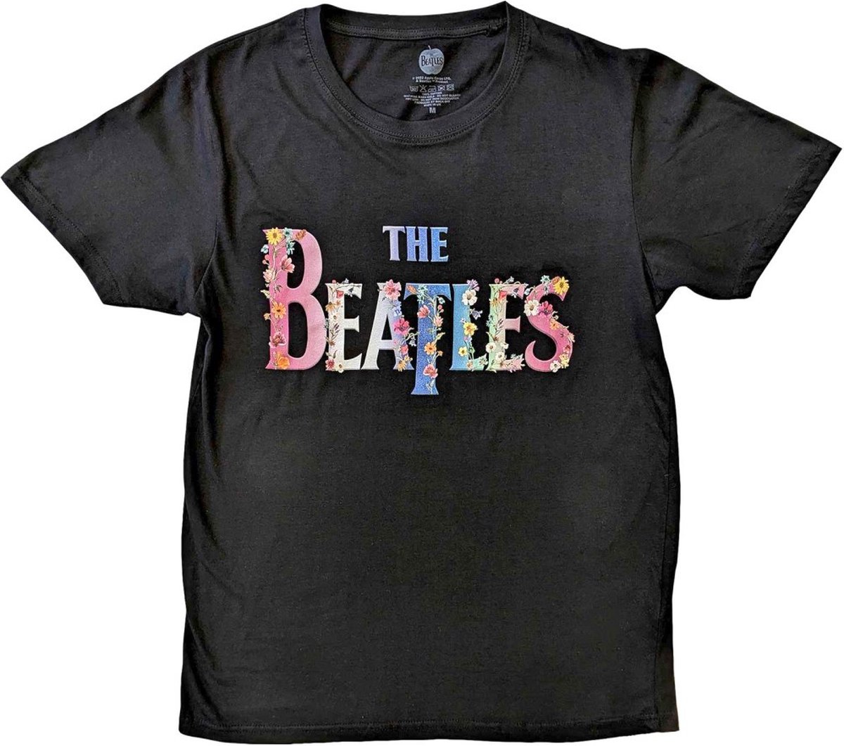 The Beatles - Floral Logo Heren T-shirt - S - Zwart