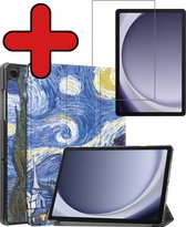 Hoes Geschikt voor Samsung Galaxy Tab A9 Hoes Book Case Hoesje Trifold Cover Met Screenprotector - Hoesje Geschikt voor Samsung Tab A9 Hoesje Bookcase - Sterrenhemel