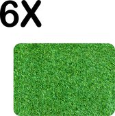 BWK Flexibele Placemat - Groen - Gras - Achtergrond - Set van 6 Placemats - 40x30 cm - PVC Doek - Afneembaar