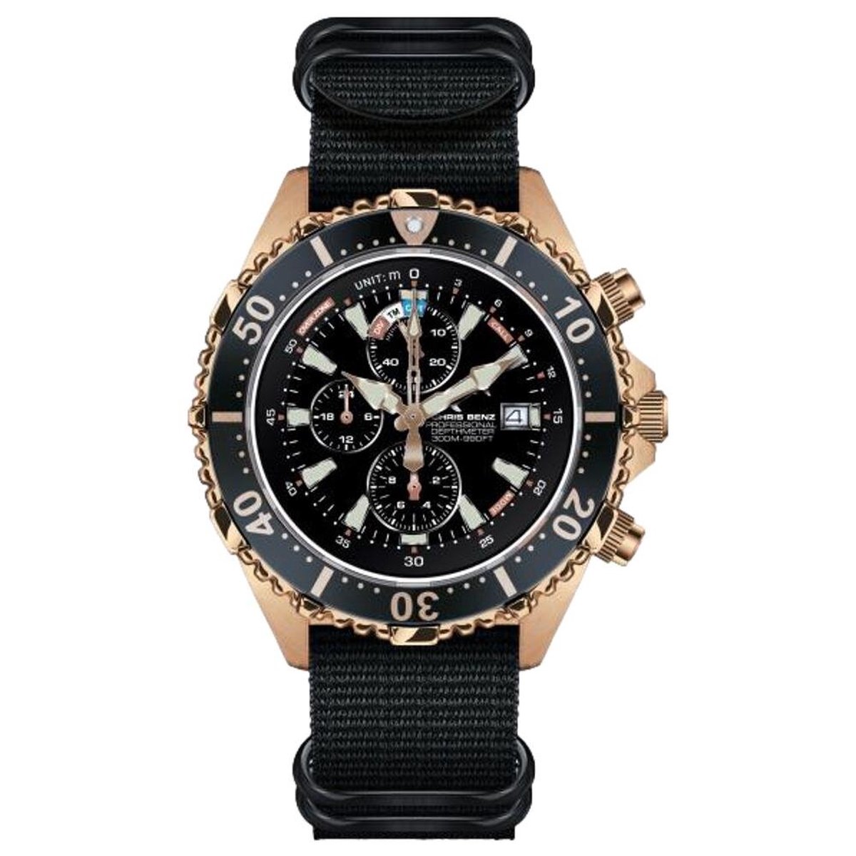 Chris Benz - CB-C300X-C-NBS - Duikershorloge - Unisex - Quartz