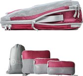 Packing Cube-set met compressie, Packing Cubes, Packing Bags-set & bagage-organizers voor rugzakken en koffers, extra lichte kledingtassen Rood