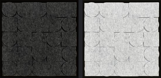 Wandkraft - Feltro Acustico 005 set - 60x60 cm - Akoetisch materiaal ingelijst in een zwarte baklijst.