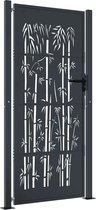 vidaXL - Poort - met - bamboe-ontwerp - 105x180 - cm - staal - antracietkleurig