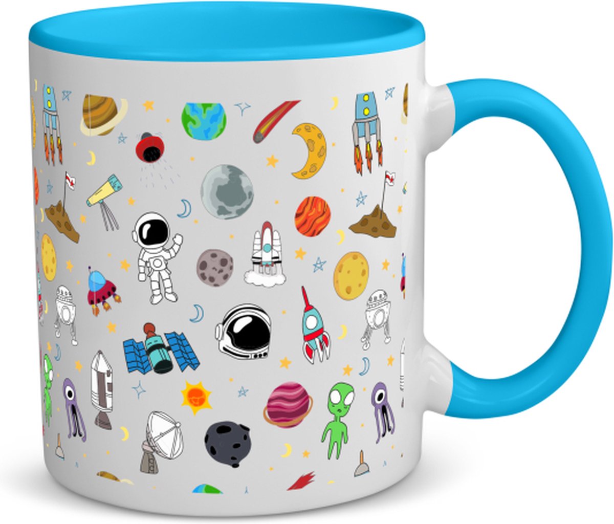 Akyol - ruimte koffiemok - theemok - blauw - Ruimte - astronaut - ruimteschip - 350 ML inhoud