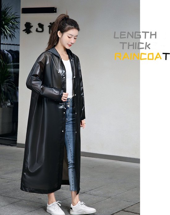 Zwarte regenjas dames lang deals