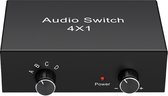 Audio Switch - 4-poorts - 4X Tulp (RCA) IN naar 1x Tulp (RCA) UIT - YZAE08-Y5 - Zwart