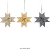 Balivie - Pendentif Noël - Décoration Noël - Pendentif étoile papier - 22,5x22,5x11cm - C/3 Mixte (naturel/beige/gris)