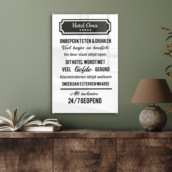 Tableaux sur toile salon - Citation fête des mères ' Hotel Mamie toujours ouvert' - 40x60 cm
