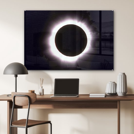 MuchoWow® Peinture sur verre 90x60 cm - Peinture acrylique sur verre - Éclipse solaire totale - Photo sur verre - Peintures