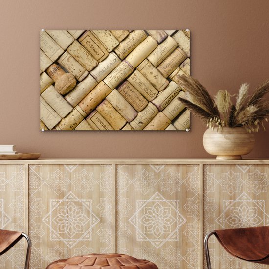 MuchoWow® Peinture sur Verre - Bouchons soigneusement posés - 60x40 cm - Peintures sur Verre Acrylique - Photo sur Glas