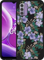 Cazy Hoesje Zwart geschikt voor Nokia G42 Purple Flowers