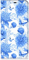Smart Cover Geschikt voor Samsung Galaxy A23 Flowers Blue