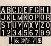 42 stuks kunststof Sjablonen - 8cm - letters - cijfers - leestekens - spandoek maken - herbruikbaar
