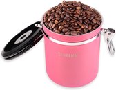 koffieblik 1500 ml in 10 kleuren met doseerlepel Hoogte: 15cm koffieblik Roestvrijstalen koffiecontainer, Farbe:Pink