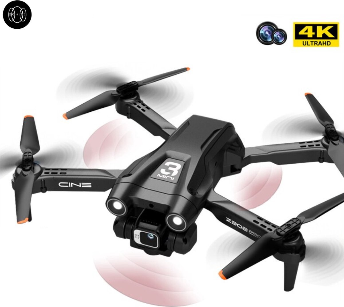 ShopbijStef - Boze® 4K Drone - Drone Met Camera - Drones - Drones met camera voor volwassenen - Inclusief 2 Batterijen - Zwart