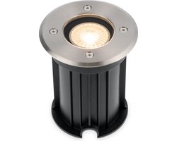 HOFTRONIC Maisy - Grondspots LED voor buiten - Rond - RVS - IP64 Waterdicht - Verwisselbare GU10 - 4 Watt 345 lumen - 2700K warm wit (sfeervol) - Tuinspots en inbouwspots buiten voor in de grond