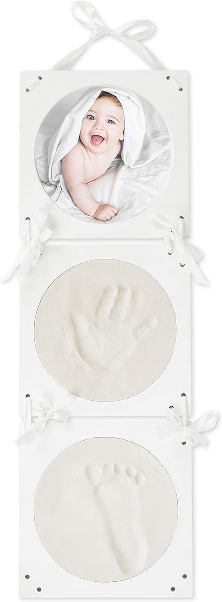 Kit complet de plaques d'empreinte, main et pied de bébé moulés en plâtre, Cadre