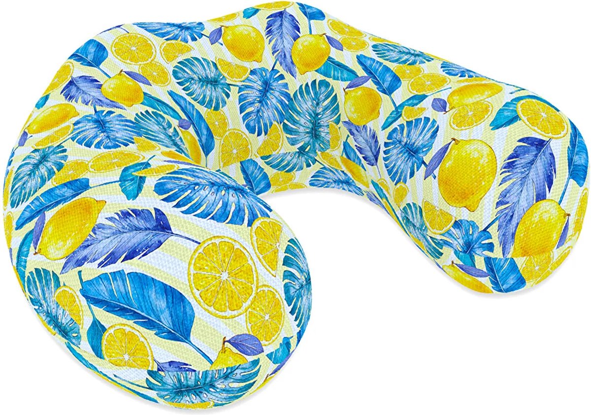 Reiskussen - Nekkussen - Traagshuim/Memory Foam - Vliegtuig en Auto - Travel Pillow - Blauw/Geel