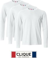 Clique 3 pack lichtgewicht T-shirt met lange mouwen Wit maat XL