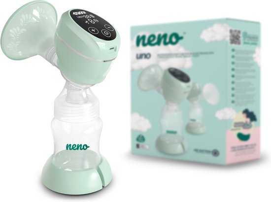 Neno Uno 2 fasen borstkolf. Oplaadbare accu. Tot 2 uur gebruik met één oplaadbeurt. Incl. moedermelkbewaarzakjes. BPA-vrij. Perfect cadeau voor BABY SHOWER. 6 instellingen stimulatie 9 intensiteitsniveaus. Aanraakpaneel voor gemakkelijke bediening