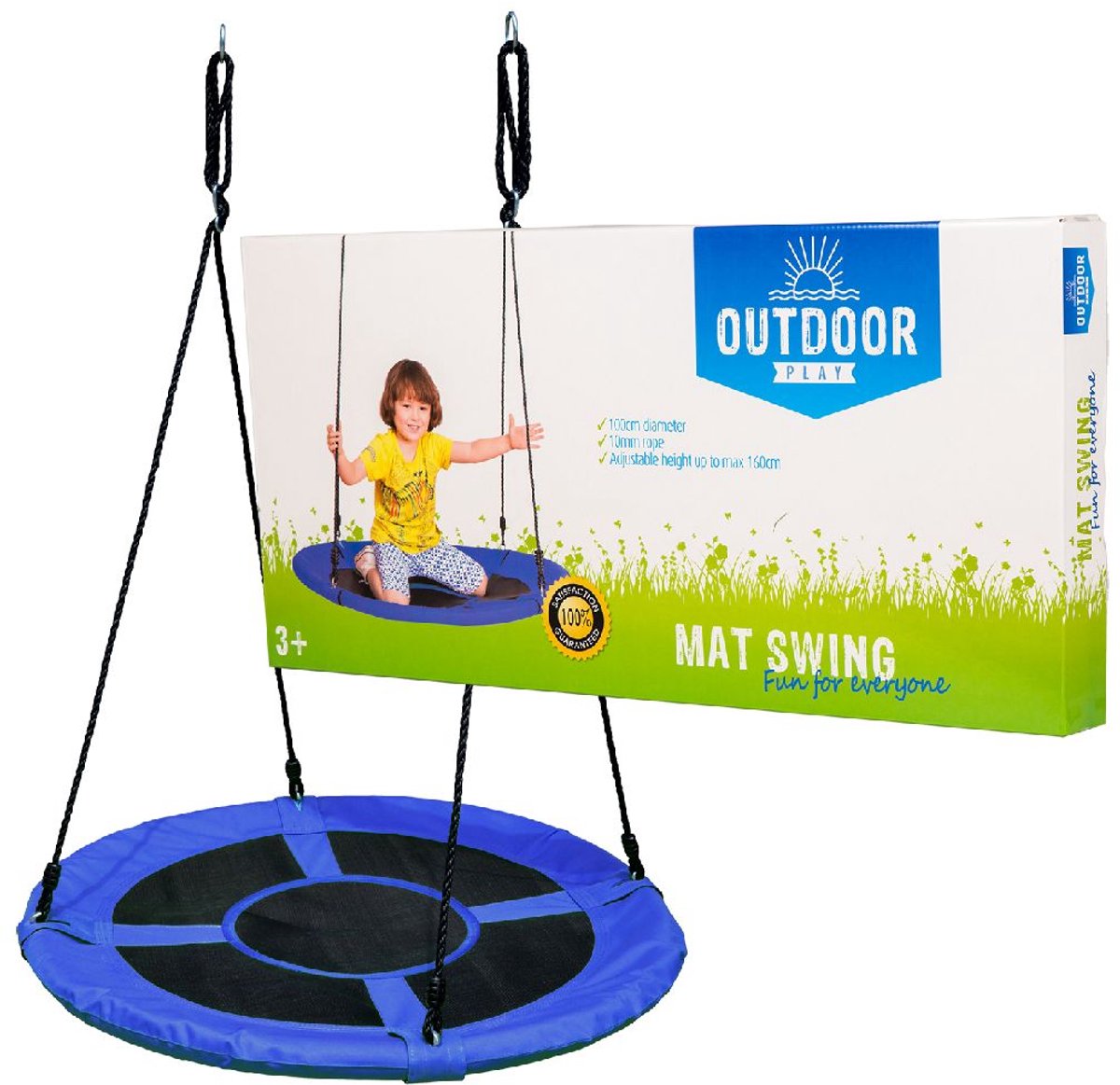 Outdoor Play Schommel - Speelgoed - diameter 100cm - Max 100kg - Verstelbaar ophangtouw — afbeelding 11
