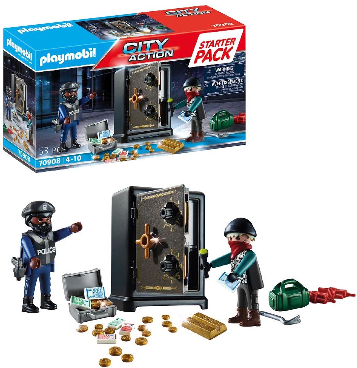 PLAYMOBIL Starter Pack Policier avec cambrioleur de coffre-fort