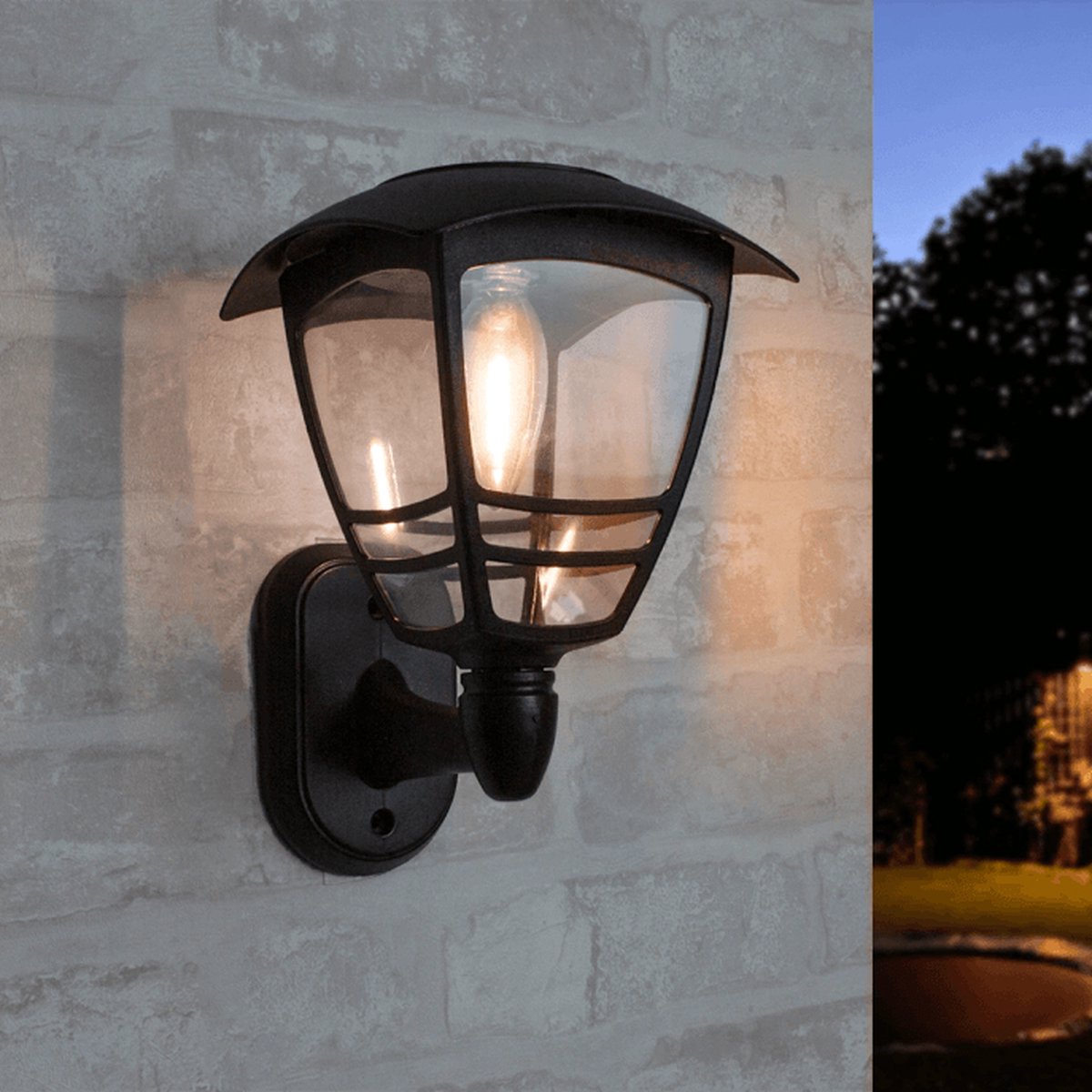 Bol.com Solar wandlamp buiten 'Prickle' - Set van 2 - Warm wit licht - Tuinverlichting op zonne-energie geschikt voor schutting ... aanbieding