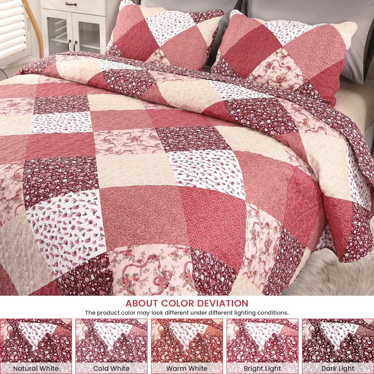 Qucover Amerikaanse stijl patchwork quilt zachte en lichtgewicht zomer
