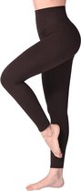 Legging met Hoge Taille voor Vrouwen - Boterachtig Zacht Niet Transparante Legging Voor Buikcontrole, Plus-maat Workout Gym Yoga Rekbare Broek - kleur bruin - maat L,XL