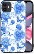 Bloemen Hoesje voor Geschikt voor iPhone 11 Flowers Blue