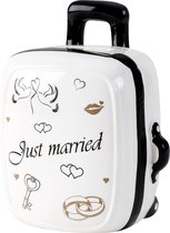 Cepewa Spaarpot voor volwassenen Just Married - Keramiek - koffer in bruiloft thema - 15 x 12 cm