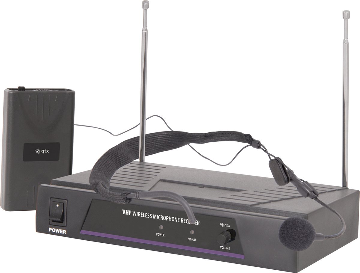 Qtx VN1 draadloos headset microfoon systeem VHF