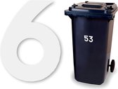 Huisnummer kliko sticker - Nummer 6 - Klein wit - container sticker - afvalbak nummer - vuilnisbak - brievenbus - CoverArt