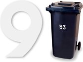 Huisnummer kliko sticker - Nummer 9 - Klein wit - container sticker - afvalbak nummer - vuilnisbak - brievenbus - CoverArt