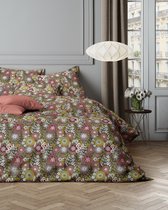 Mistral Home - DEKBEDOVERTREK - katoensatijn - 270 x 220 cm + 2x 65 x 65 cm - extra breed - botanisch - groen