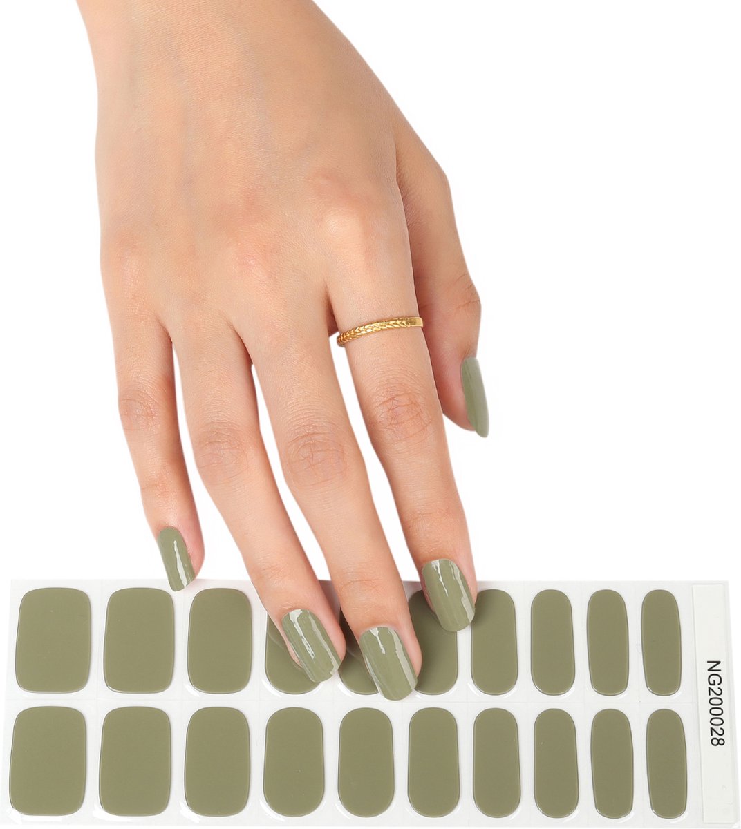 Goedkoopste Gel Nail Wraps – Gel Nagel Wraps – Gel Nail Stickers – Gel Nagel Folie - UV lamp – Olive Green