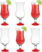 "Stijlvolle Set van 6 Rode Cocktailglazen - Geschikt voor Longdrinks, Cocktails, Gin, Bier, Water, Smoothies en Desserts - Inhoud: 420 ml per glas - Vaatwasmachinebestendig"