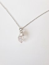 Ketting met Herkimer Diamant hanger - April - Premium Stainless Steel - Zilveren ketting - Natuursteen -