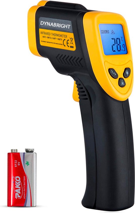 DynaBright Digitale Infrarood Thermometer - -50 tot 380℃ - Binnen/Buiten - Thermometer - Warmtemeter - Incl. Batterij