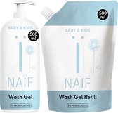 Naïf - Reinigende Wasgel - Pompfles en Navulverpakking - 2x500ml - Baby's en Kinderen - met Natuurlijke Ingrediënten