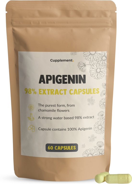 Cupplement - Apigenin 60 Capsules - 98% Extract - 100 MG Per Capsule - Superfood - Slaap Supplementen - Kamille Extract - Apigenine