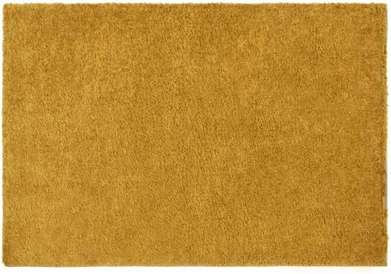 OZAIA Shaggy hoogpolig tapijt - 200 x 300 cm - Mosterdgeel - MILINIO L 300 cm x H 3.5 cm x D 200 cm