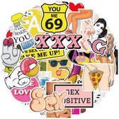 NSFW Stickers - 50 stickers voor Volwassenen - Waifu, Hentai, Sex, Vulgair , 18+ , XXX - 50 laptopstickers